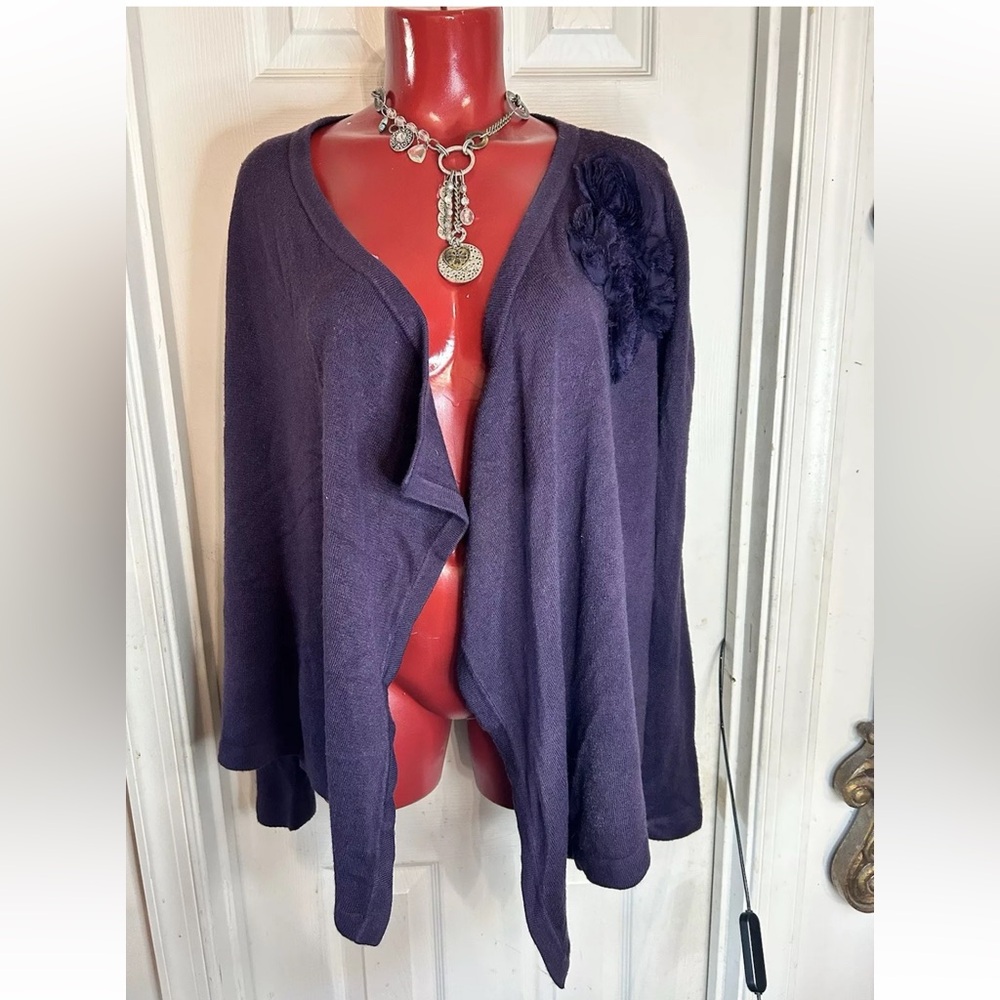 MERCER STREET STUDIO Womens DARK PURPLE Knit ASYMMETRICAL Cardigan Sweater Top M
